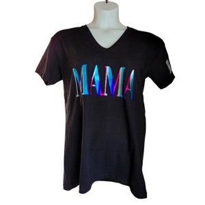 Black vneck mom shirt